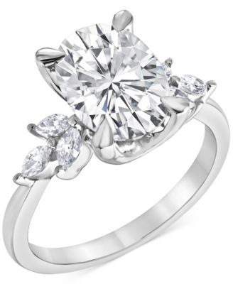 Badgley Mischka - Certified Lab Grown Diamond Solitaire Plus Oval Engagement Ring (3-1/3 ct. t.w.) in 14k White Gold
