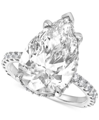 Badgley Mischka - Certified Lab Grown Diamond Pear & Round Solitaire Plus Engagement Ring (7-3/4 ct. t.w.) in 14k White Gold