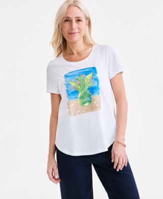Style & Co - Petite Perfect Printed Crewneck Tee