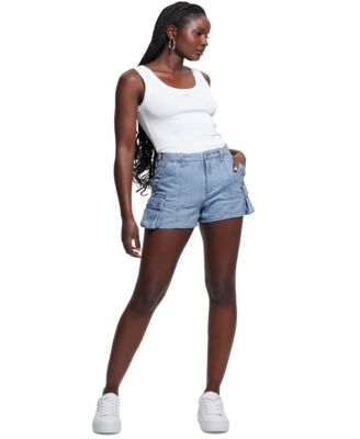 GUESS - Women's Amara Denim Cargo Shorts