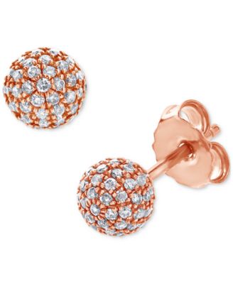 Macy's - Diamond Small Fireball Stud Earrings (3/8 ct. t.w.) in 10k Rose Gold
