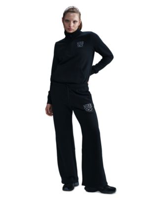 Nike - Women's Club Fleece Mid-Rise Wide-Leg Logo Pants