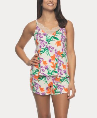 Felina - Women's Desiree Short sleeves with Lace Trim Cami and Shorts Set Sleepwear