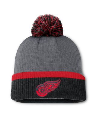 Fanatics - Women's Charcoal Detroit Red Wings Cuffed Knit Hat with Pom