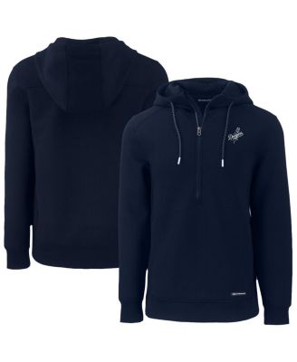 Cutter & Buck - Men's Navy Los Angeles Dodgers Roam Tri-Blend Half-Zip Hoodie