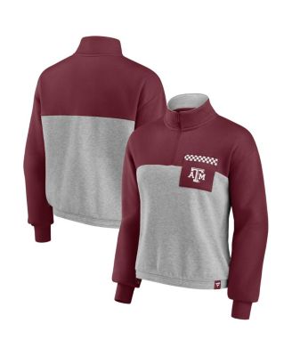 Fanatics - Women's  Maroon/Heathered Gray Texas A M Aggies Sideline to Sideline Colorblock Quarter-Zip Jacket