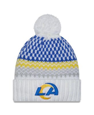 New Era - Men's White Los Angeles Rams 2023 Sideline Cuffed Knit Hat with Pom