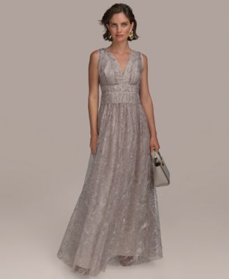 Donna Karan New York - Women's Sequin Embroidered Mesh Sleeveless Gown
