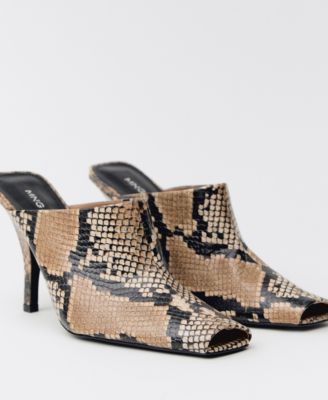 MANGO - Women's Animal Print Leather Heeled Shoes