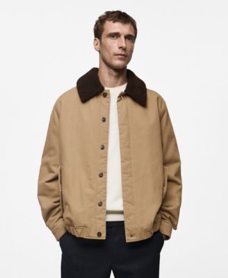 MANGO - Men's Sheepskin Collar Quilted Jacket