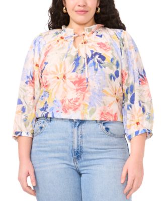 Vince Camuto - Plus Size Ruffle-Neck Peasant Top