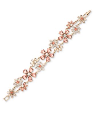 Givenchy - Gold-Tone Crystal & Stone Flower Double-Row Flex Bracelet