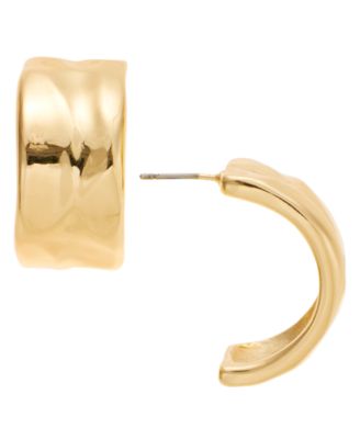 On 34th - Gold-Tone Curved Metal Sheet C Hoop Earrings