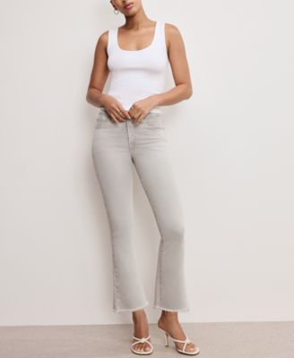 Good American - Women's Soft Tech Good Legs Cropped Mini Bootcut Jeans