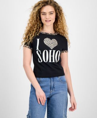 Rebellious One - Juniors' Animal-Print Contrast-Trim Top