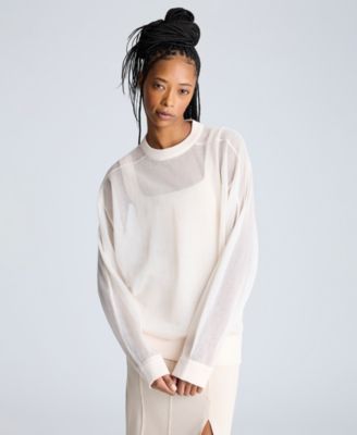 Kenneth Cole - Women's Sheer Oversized Crewneck Pullover