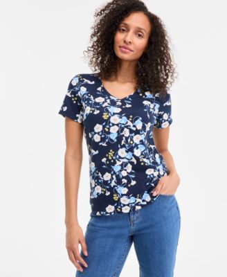 Style & Co - Women's Floral-Print V-Neck Top, Exclusively at Macy's