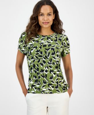 AK Anne Klein - Petite Printed Tulip-Sleeve Top