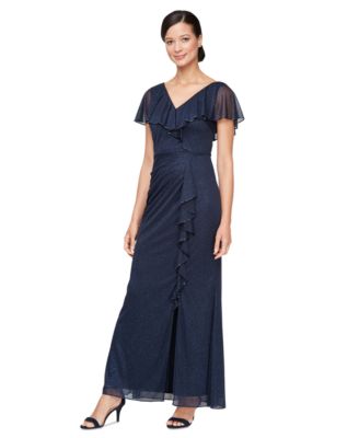 SL Fashions - Petite Ruffled Flutter-Sleeve Gown