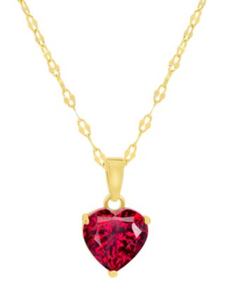 Macy's - Lab Grown Ruby Heart 18" Pendant Necklace (2-1/4 ct. t.w.) in 14k Gold-Plated Sterling Silver