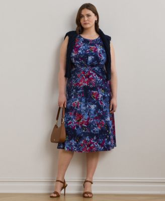 Lauren Ralph Lauren - Plus Size Print Twist-Front Jersey Dress