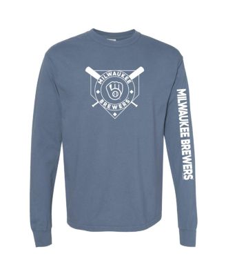 Soft As A Grape - Women's Navy Milwaukee Brewers Pigment Dye Long Sleeve T-Shirt
