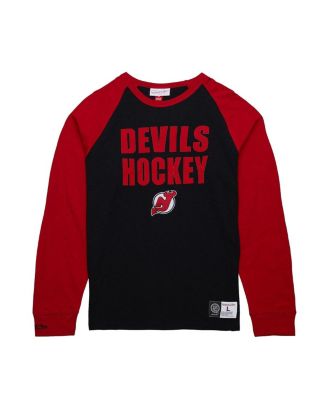 Mitchell & Ness - Men's Black/Red New Jersey Devils Legendary Slub Raglan Long Sleeve T-Shirt