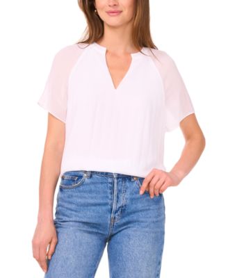 Sam & Jess - Women's V-Neck Short-Flutter-Sleeve Top