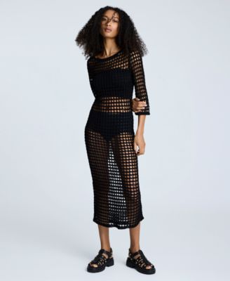 Kenneth Cole - Women's Crocheted-Mesh Midi Dress