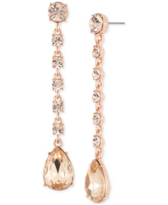 Givenchy - Rose Gold-Tone Round & Pear-Shape Crystal Linear Drop Earrings