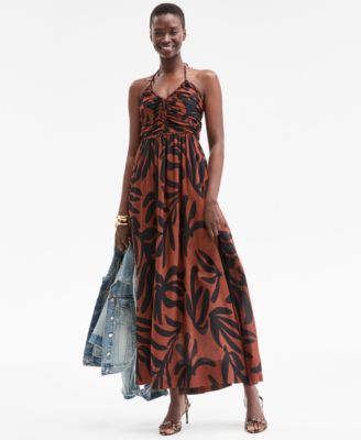 On 34th - Women's Braided-Trim Halter Maxi Dress