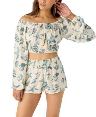 O'Neill - Juniors' Kammie Seashell-Print Crop Top