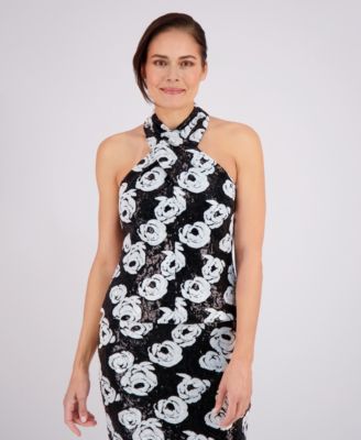 Muse - Women's Sequined Criss-Cross Halter Top