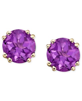Macy's - 14k White Gold Blue Topaz Studs (4-1/2 ct. t.w.) 14k Gold Garnet Stud Earrings (4 ct. t.w.)