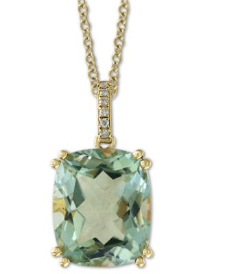 EFFY Collection - Green Quartz (5-1/4 ct. t.w.) & Diamond Accent 18" Pendant Necklace in 14k Gold