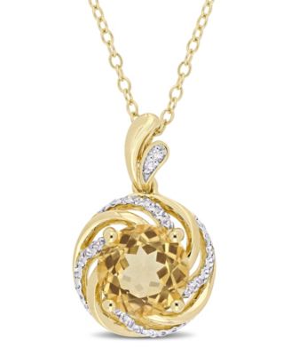 Macy's - Citrine (1-4/5 ct. t.w.), White Topaz (1/7 ct. t.w.) and Diamond Accent Swirl 18" Necklace in 18k Yellow Gold Over Sterling Silver
