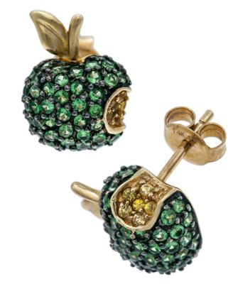 Macy's - Tsavorite (2 ct. t.w.) and Yellow Sapphire (1/4 ct. t.w..) Apple Earrings in 14K Gold