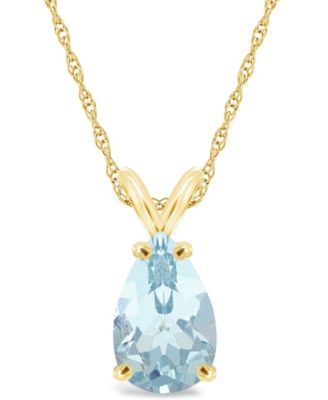 Macy's - Aquamarine (2-5/8 ct. t.w.) Pendant Necklace in 14K Yellow Gold
