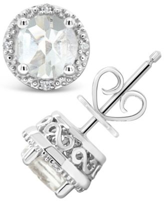 Macy's - Gemstone (6mm) and Diamond Accent Stud Earrings in Sterling Silver