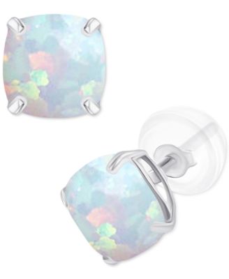 Macy's - Lab-Grown Opal Stud Earrings (3/4 ct. t.w.) in Sterling Silver