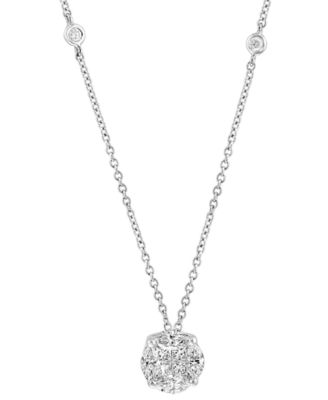 EFFY Collection - Diamond Multi-Shape Cluster 18" Pendant Necklace (3/4 ct. t.w.) in 14k White Gold