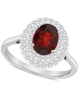 Macy's - Amethyst (1-1/5 ct. t.w.) & White Topaz (3/8 ct. t.w.) Oval Halo Ring in Sterling Silver (Also in Citrine, Rhodolite Garnet, Peridot, & Blue Topaz)
