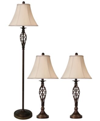 StyleCraft Home Collection - Barclay Brass Set of 2 Table Lamps and Floor Lamp
