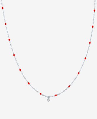 Macy's - Diamond Accent Bezel Dangle Enamel Bead 18" Pendant Necklace