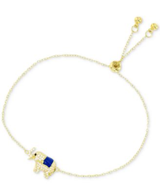 Macy's - Cubic Zirconia & Enamel Raised Trunk Elephant Bolo Bracelet