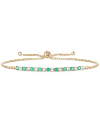 Macy's - Sapphire (1/2 ct. t.w.) & Diamond (1/20 ct. t.w.) Bolo Bracelet in 14k Gold (Also Available in Ruby & Emerald)