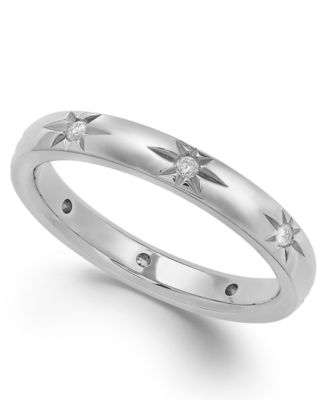 Macy's - Diamond Star Wedding Band in 18k White Gold (1/8 ct. t.w.)