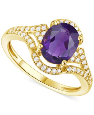 Macy's - Amethyst (1-1/2 ct. t.w.) & Lab-Grown White Sapphire (1/4 ct. t.w.) Open Frame Ring in 14k Gold-Plated Sterling Silver (Also in Additional Gemstones)