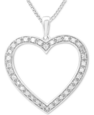 Marsala - Diamond Heart 18" Pendant Necklace (1/4 ct. t.w.) in Sterling Silver