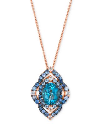 Le Vian - Deep Sea Blue Topaz (2 ct. t.w.), Denim Ombr&eacute; (3/4 ct. t.w.), & White Sapphire Framed Adjustable 20" Pendant Necklace in 14k Rose Gold